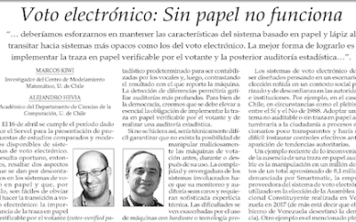 Profesor Marcos Kiwi del DIM escribe para El Mercurio: «Voto electrónico: Sin papel no funciona»